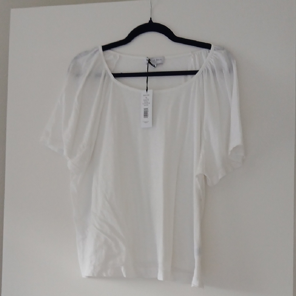 Michael Stars White Flutter Sleeve Top Nwt